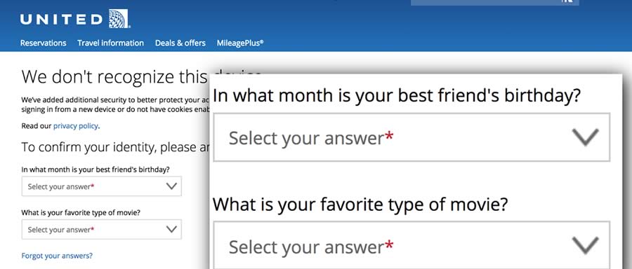United.com doesn't recognize you